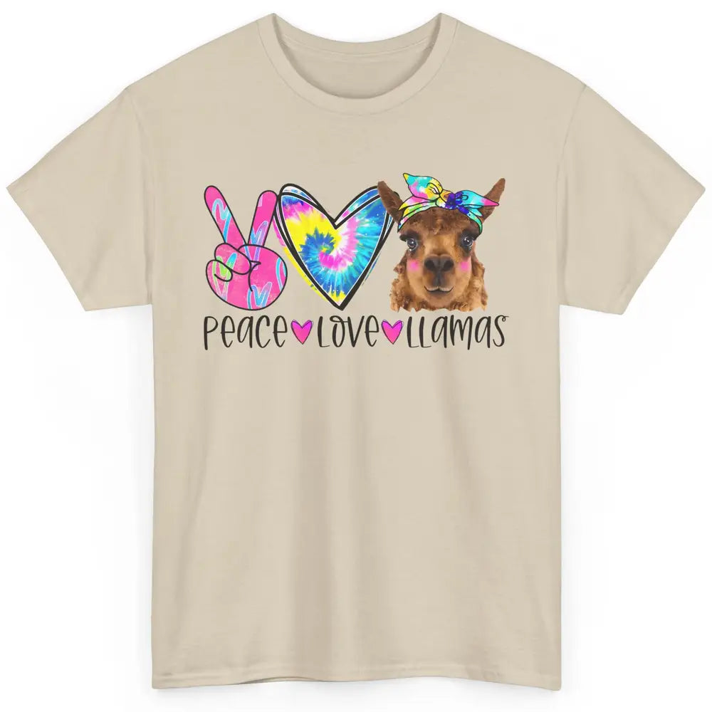 Vintage Llama Tie Dye Peace Love Llama Sarcastic Llama Lover Classic Unisex T-Shirt