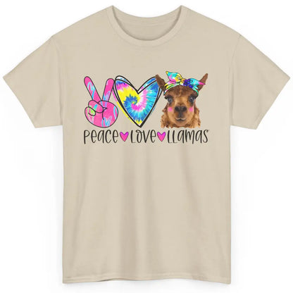 Vintage Llama Tie Dye Peace Love Llama Sarcastic Llama Lover Classic Unisex T-Shirt