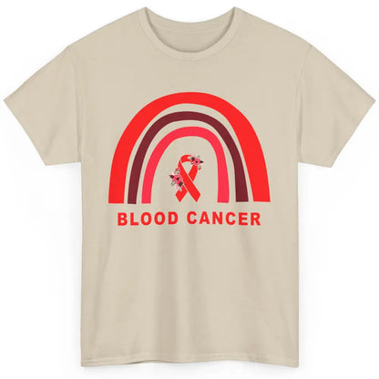 Blood Cancer Awareness Floral Red Ribbon Cute Rainbow Classic Unisex T-Shirt