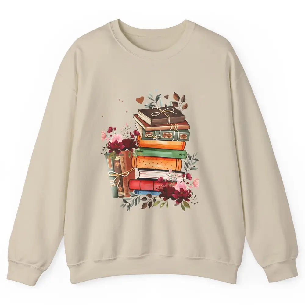 Books Floral Librarian Book Wildflower Bookworm Book Lovers Unisex Crewneck Sweatshirt