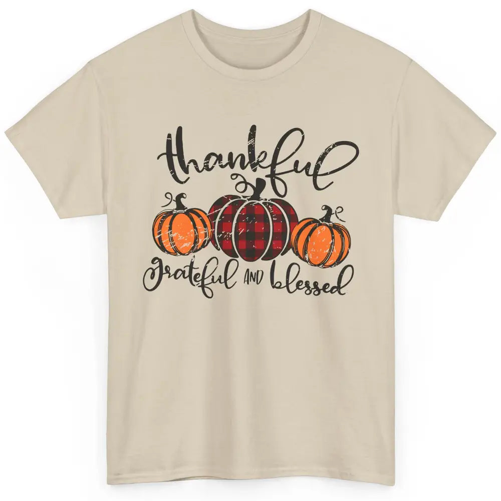 Vintage Grateful Thankful Blessed Pumpkin Fall Thanksgiving Classic Unisex T-Shirt