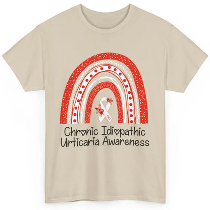 Chronic Idiopathic Urticaria CIU Red White Ribbon Rainbow Classic Unisex T-Shirt