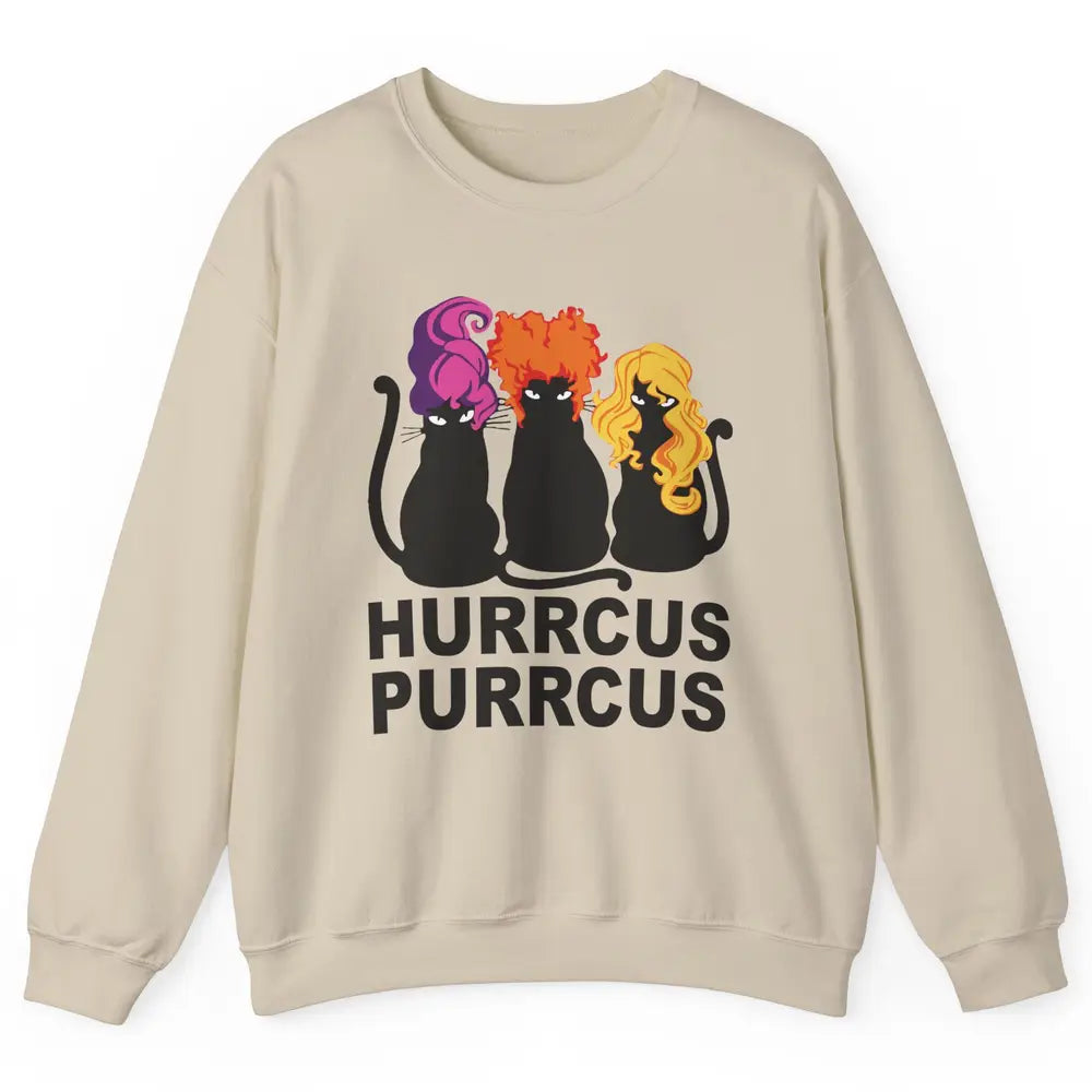 Black Cat Witch Hurrcus Purrcus Halloween Costume Cat Lovers Unisex Crewneck Sweatshirt