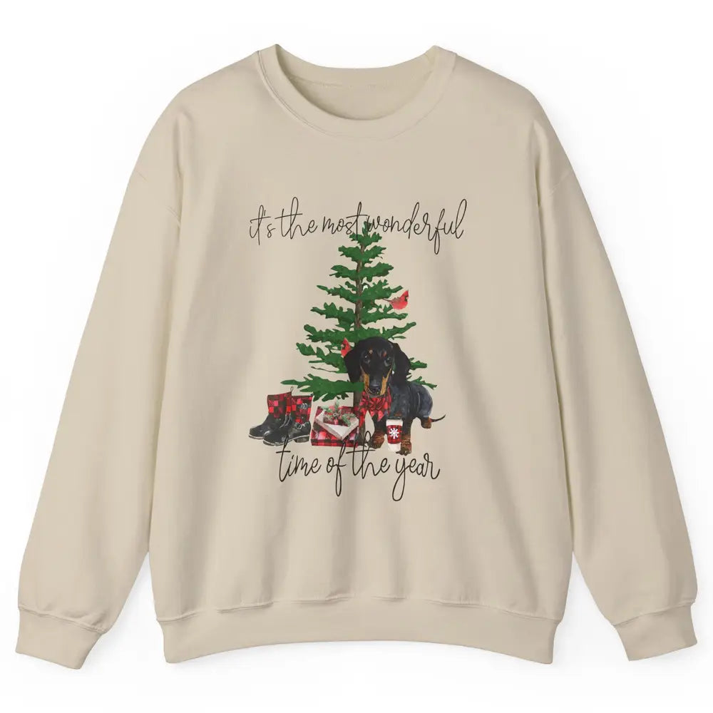 Dachshund Christmas Tree The Most Wonderful Time Of The Year Unisex Crewneck Sweatshirt