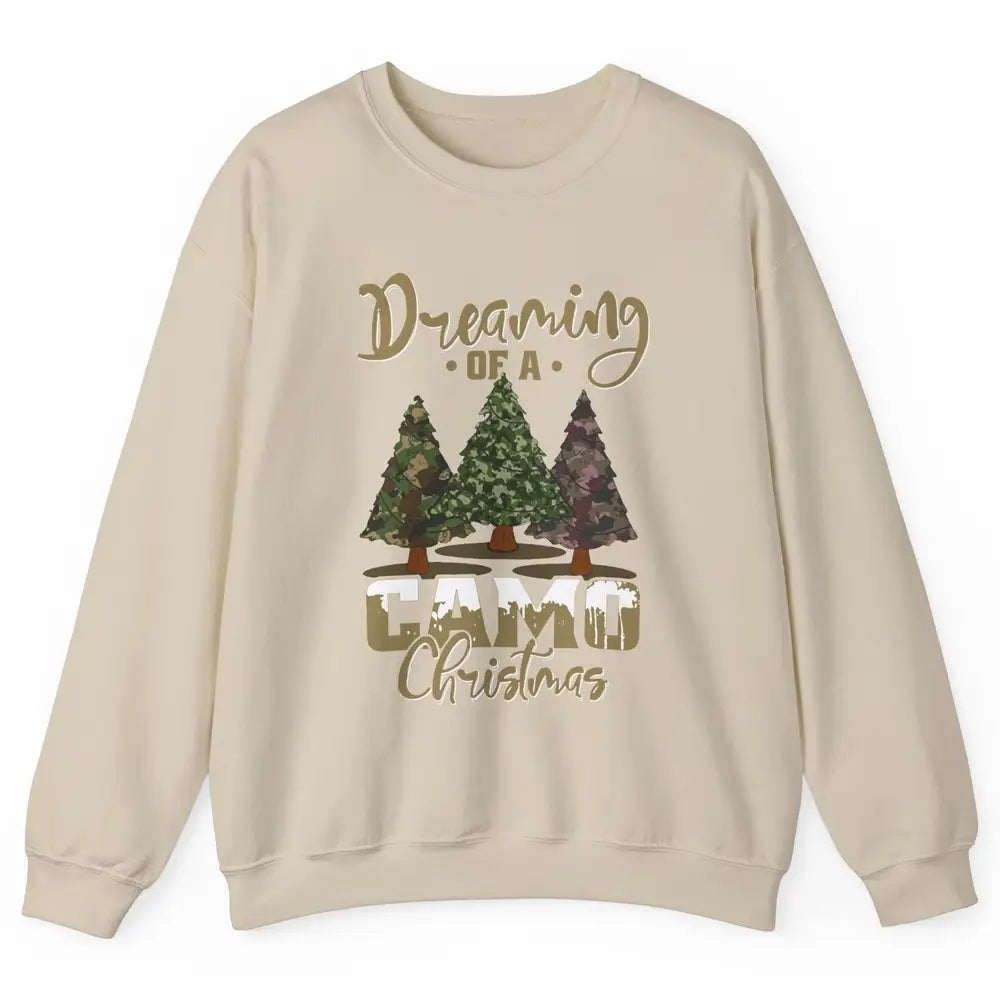 Christmas Tree Dreaming Of A Camo Christmas Veteran Gift Unisex Crewneck Sweatshirt