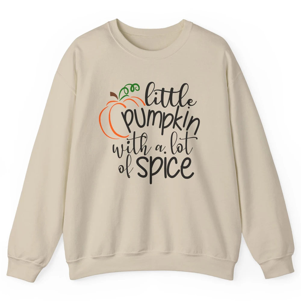 Little Pumpkin With Lots Of Spice Kids Thanksgiving Autumn Unisex Crewneck Sweatshirt