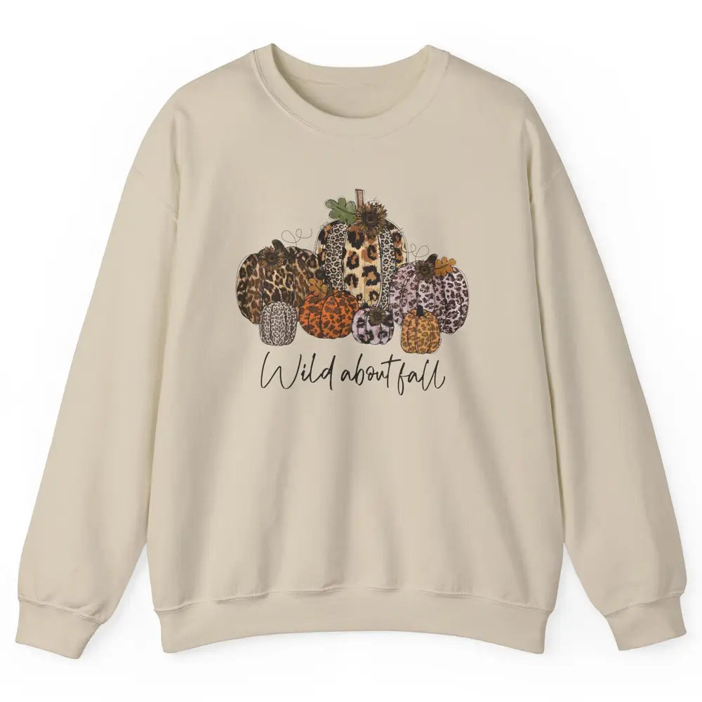 Leopard Pumpkin Patch Wild About Fall Thanksgiving Halloween Unisex Crewneck Sweatshirt