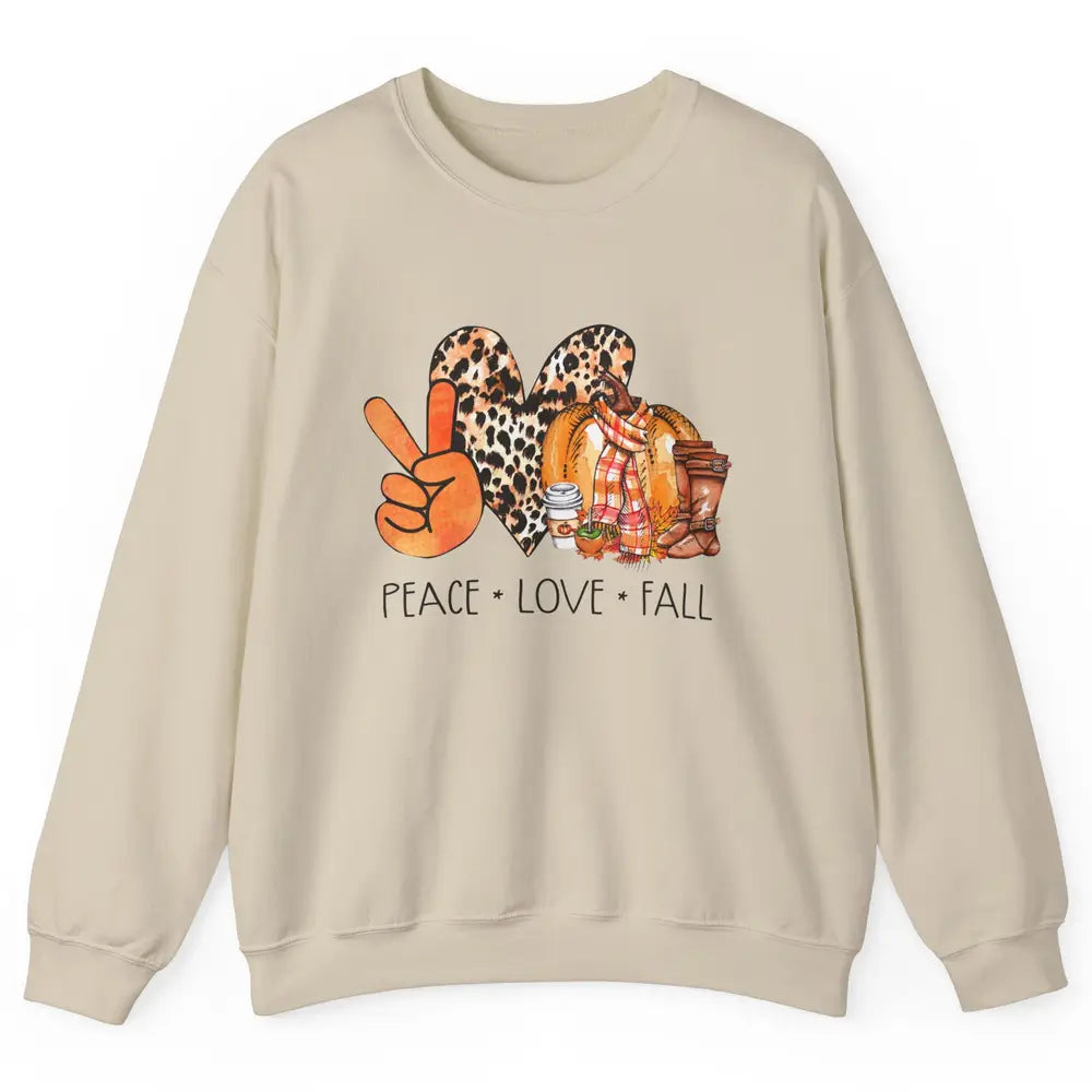 Peace Love Fall Pumpkin Spice Fall Halloween Thanksgiving Unisex Crewneck Sweatshirt