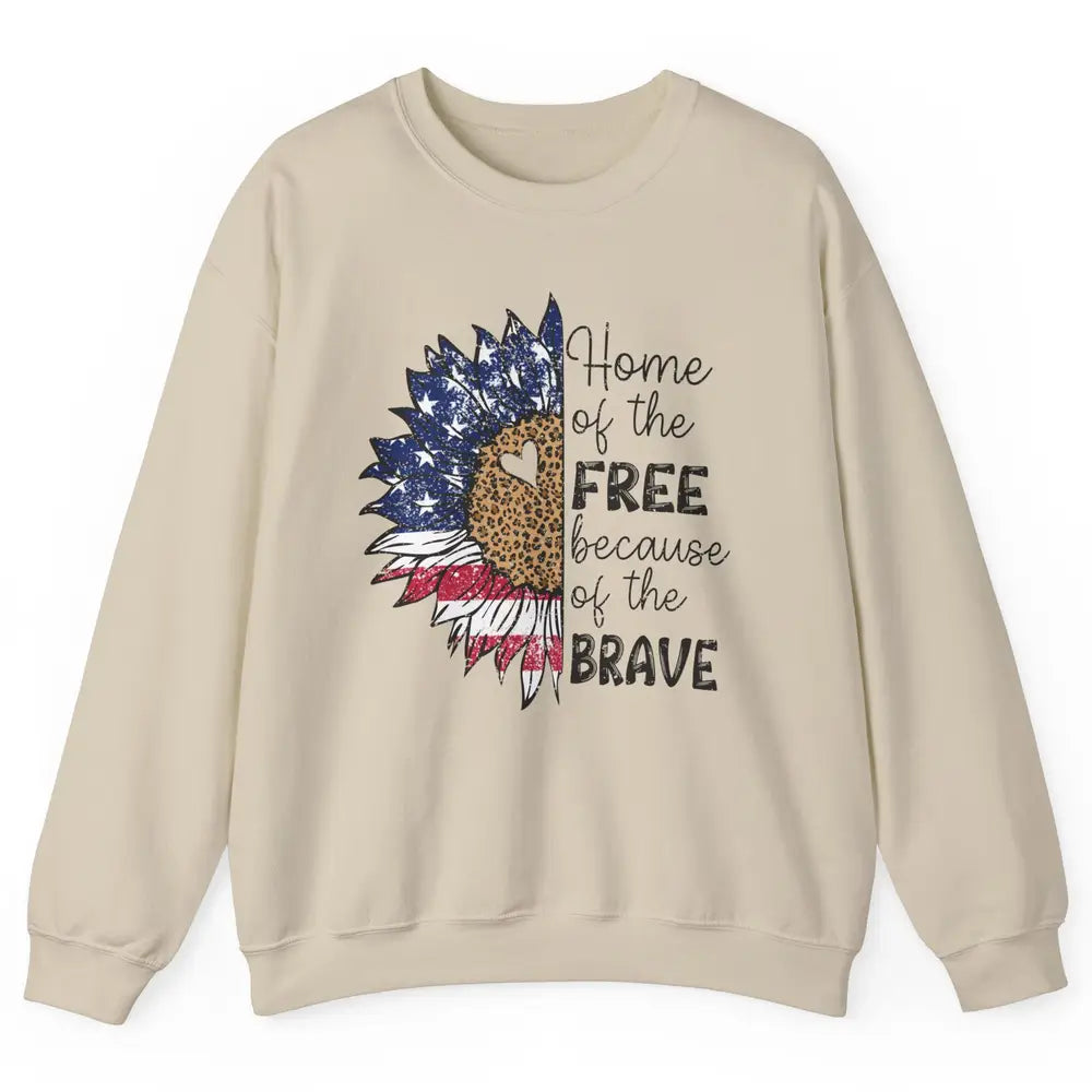 Sunflower 4th Of July Home Of The Free Because Of The Brave Unisex Crewneck Sweatshirt