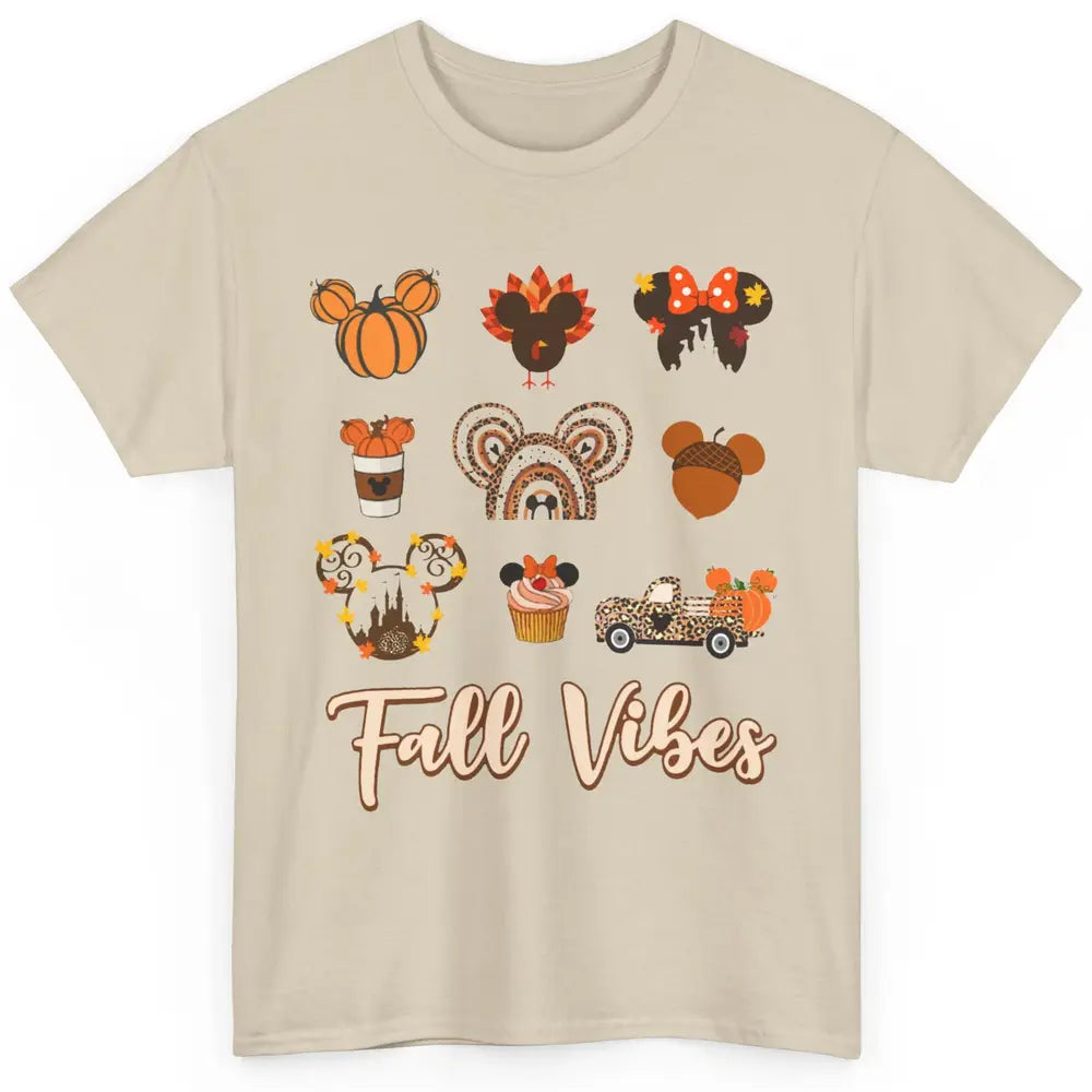 Retro Fall Vibes Pumpkin Turkey Halloween Fall Thanksgiving Classic Unisex T-Shirt