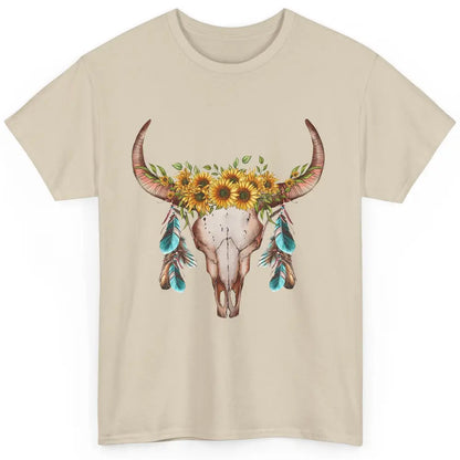 Floral Boho Bull Skull Wild Soul Turquoise Western Cowgirl Classic Unisex T-Shirt