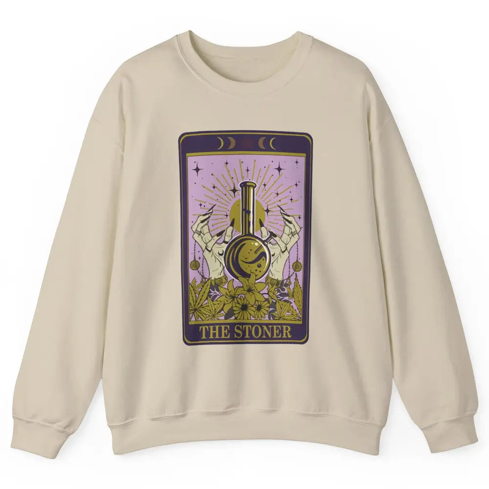 Vintage Witch The Stoner Tarot Card Weed Cannabis Marijuana Unisex Crewneck Sweatshirt