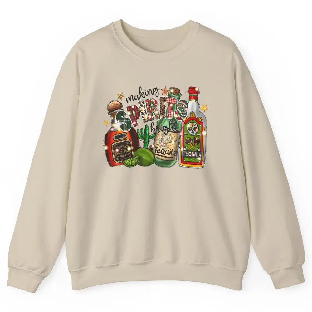 Making Spirits Bright Christmas Drinks Tequila Western Xmas Unisex Crewneck Sweatshirt