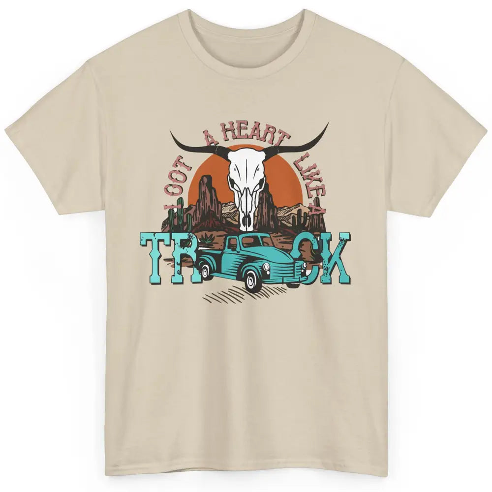 Boho Bull Skull I Got A Heart Like A Truck Western Country Classic Unisex T-Shirt