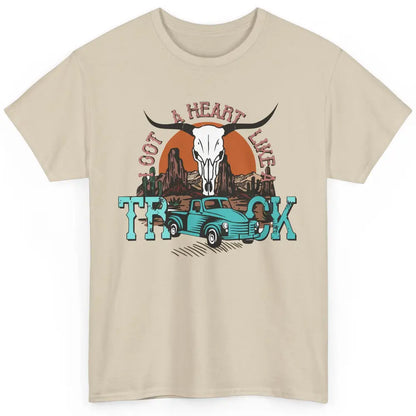 Boho Bull Skull I Got A Heart Like A Truck Western Country Classic Unisex T-Shirt