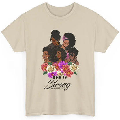 Floral Black Girl Shes Strong Afro Women Christian Religious Classic Unisex T-Shirt