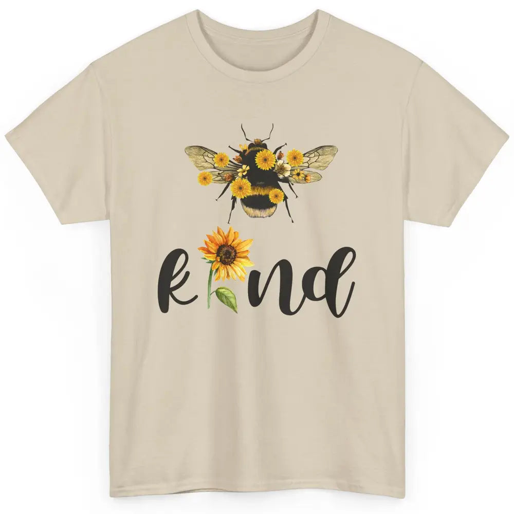 Bee Kind Be Cute Graphic Sunflower Inspirational Sayings Classic Unisex T-Shirt