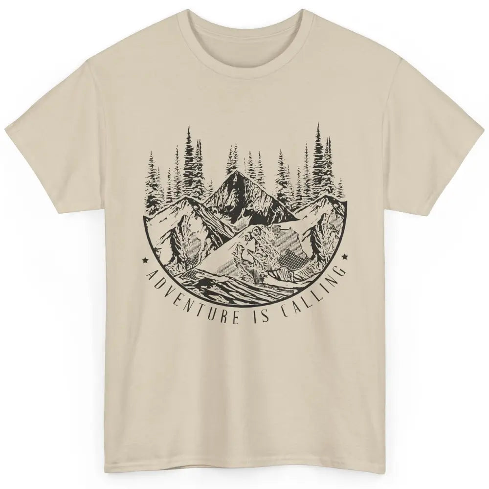 Adventure Is Calling Mountain Outdoor Wilderness Hiking Classic Unisex T-Shirt