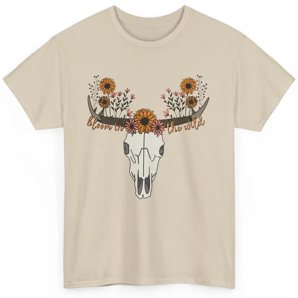 Cow Skull Bloom In The Wild Western Bull Skull Wildfloral Classic Unisex T-Shirt