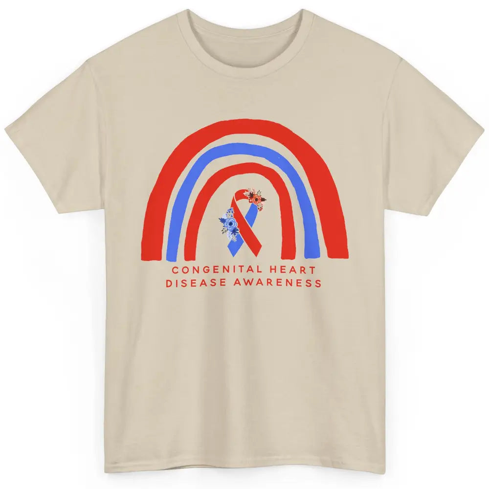 CHD Congenital Heart Disease Awareness Red Blue Ribbon Classic Unisex T-Shirt