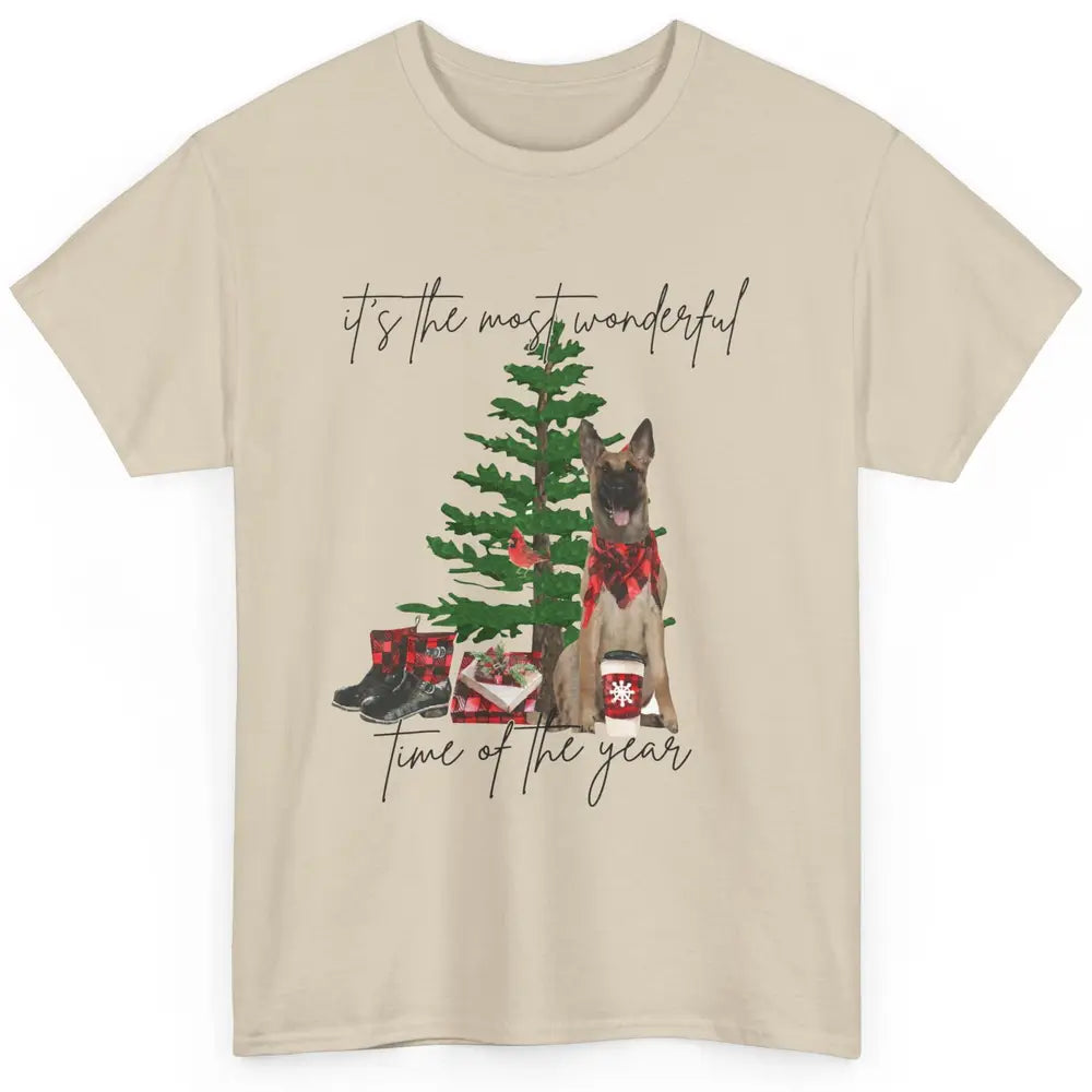 Belgian Malinois Christmas Tree Most Wonderful Time Of Year Classic Unisex T-Shirt