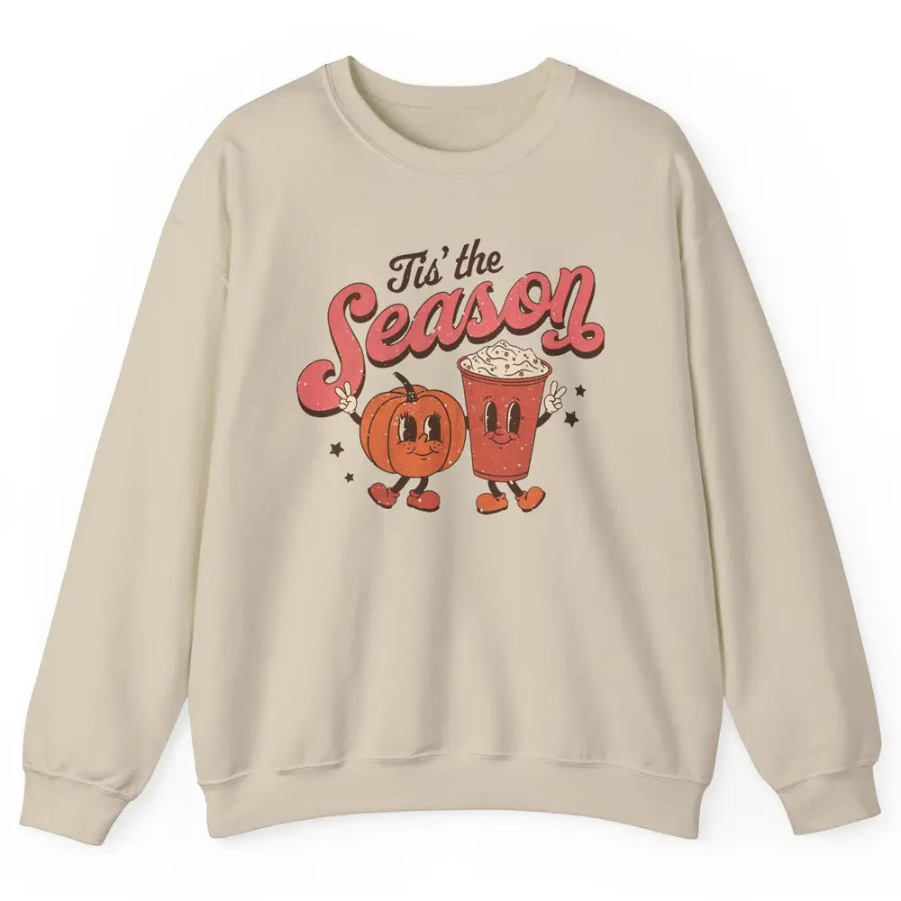 Retro Pumpkin Spice Fall Tis The Season Autumn Thanksgiving Unisex Crewneck Sweatshirt