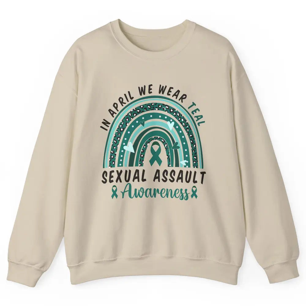 Sexual Assault Awareness Teal Ribbon Rainbow Awareness Gift Unisex Crewneck Sweatshirt