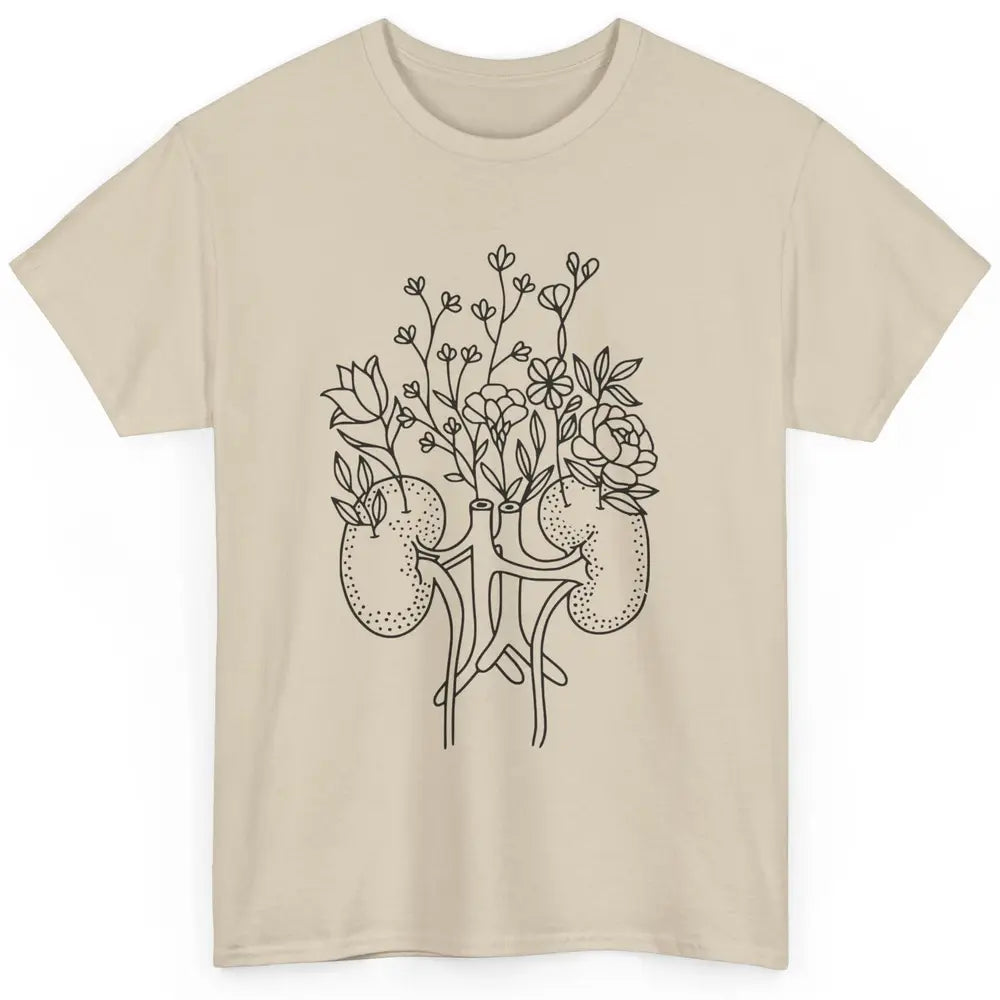 Floral Kidney Anatomy Two Kidneys Human Body Anatomy Classic Unisex T-Shirt