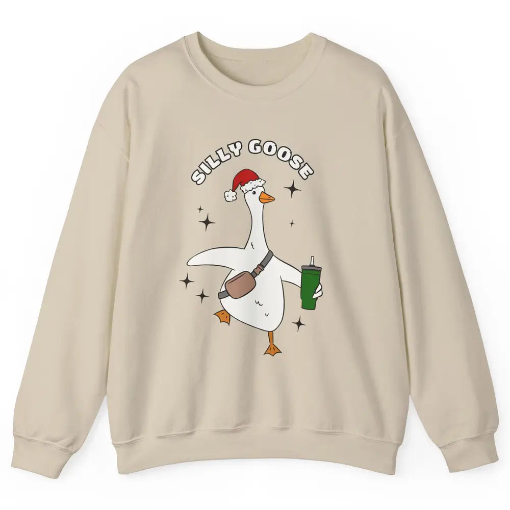 Funny Silly Goose Boojee Christmas Goose Bag And Cup Holiday Unisex Crewneck Sweatshirt