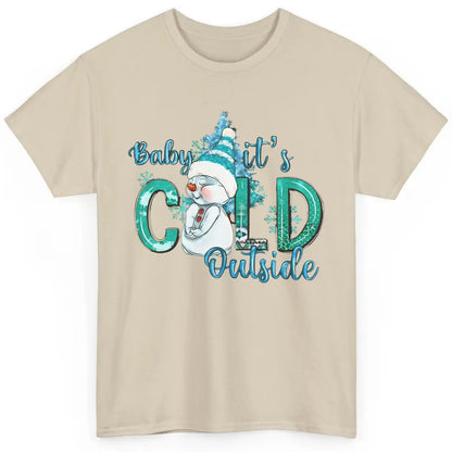 Christmas Cute Snow Man It's Cold Outside Freezing Season Classic Unisex T-Shirt