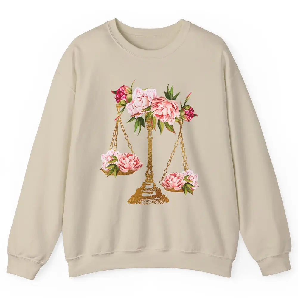 Wildflowers Lawyer Office Scales Decor Justice Law School Unisex Crewneck Sweatshirt