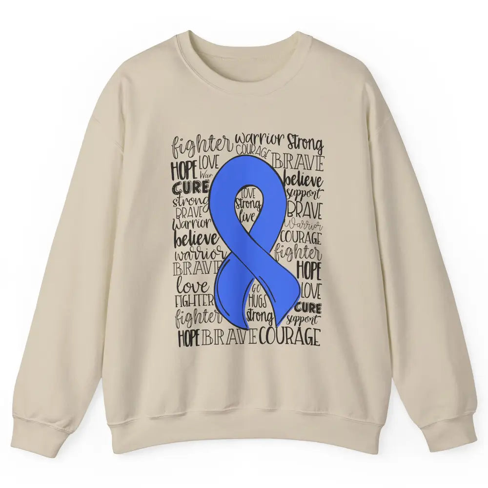 Syringomyelia Awareness Blue Ribbon Hope Love Cure Unisex Crewneck Sweatshirt