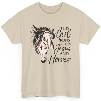 Christian This Girl Runs On Jesus And Horses Western Cowgirl Classic Unisex T-Shirt