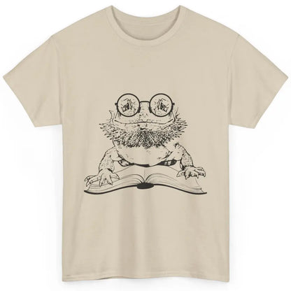 Bearded Dragon Glasses Reading Books Bookworm Funny Animal Classic Unisex T-Shirt