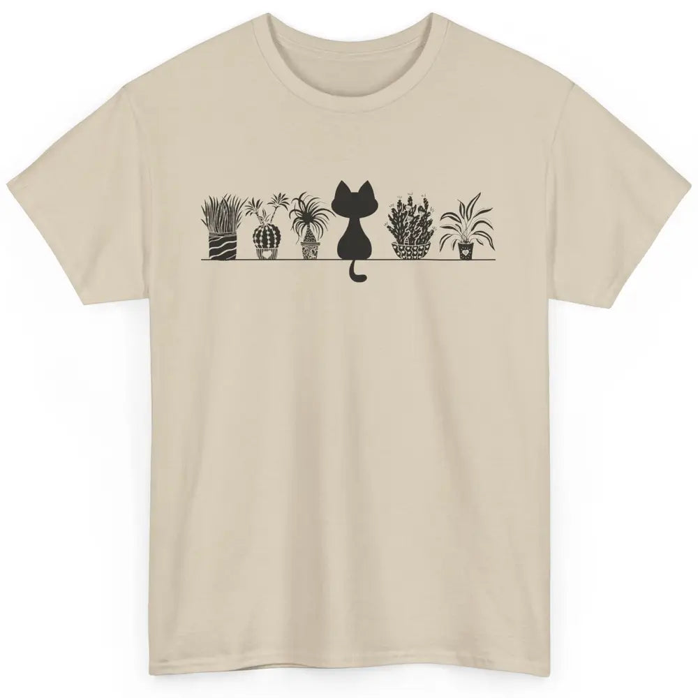 Black Cat Succulent Plant Cactus Cat Lady Gardening Planting Classic Unisex T-Shirt