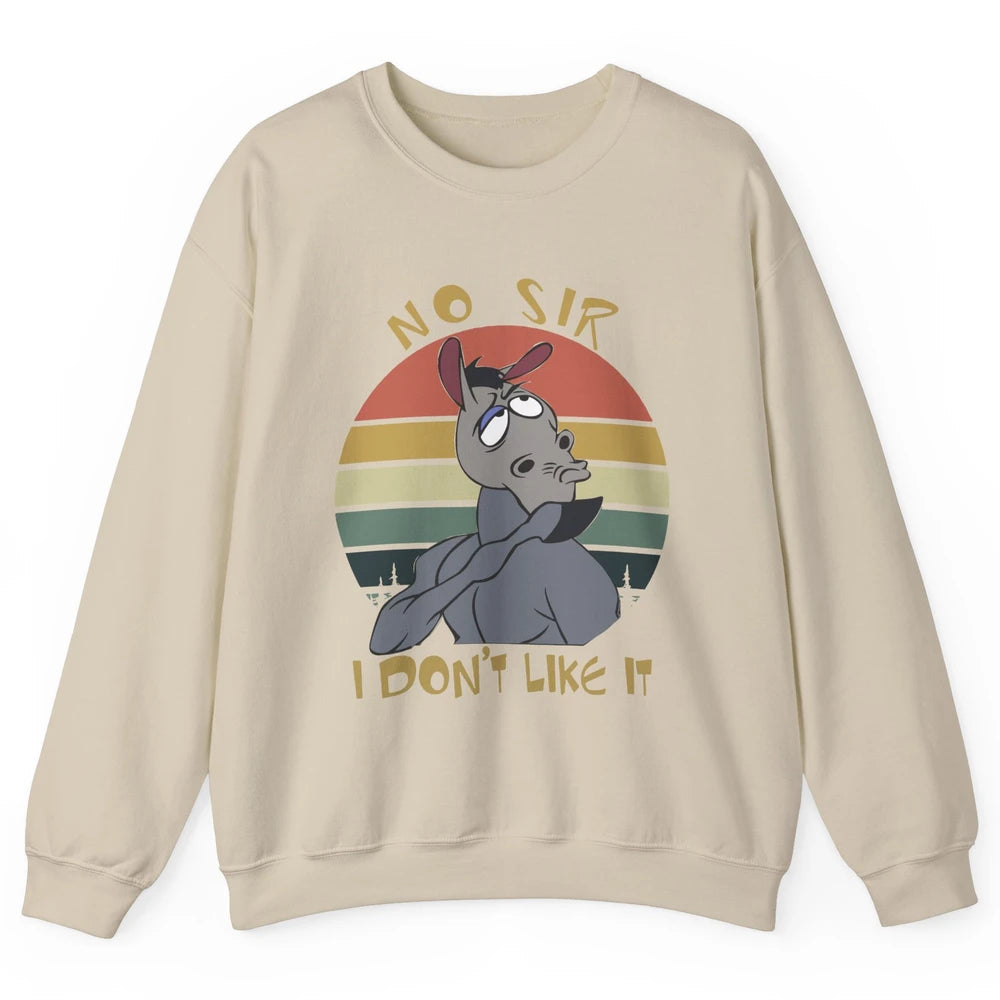 Vintage Llama No Sir I Don't Like It Funny Sarcastic Gift Unisex Crewneck Sweatshirt