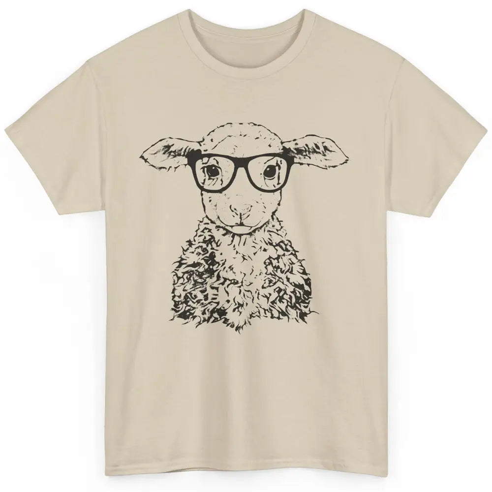 Cute Sheep Glasses Nerdy Farm Animal Hipster Sheep Lovers Classic Unisex T-Shirt