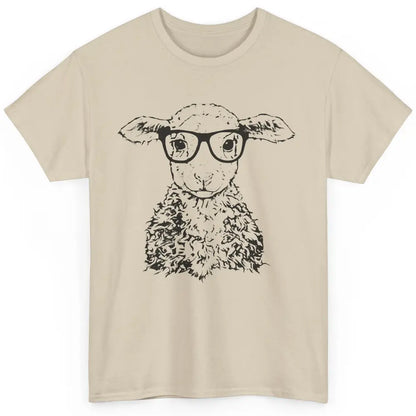 Cute Sheep Glasses Nerdy Farm Animal Hipster Sheep Lovers Classic Unisex T-Shirt