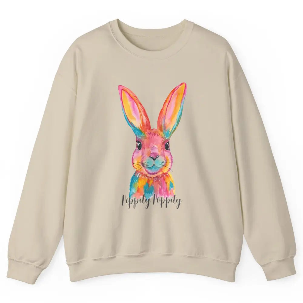 Watercolor Hippity Hoppity Bunny Dance Easter Rabbit Hip Hop Unisex Crewneck Sweatshirt