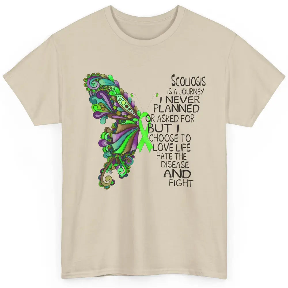 Scoliosis Is A Journey Scoliosis Awareness Butterfly Ribbon Classic Unisex T-Shirt