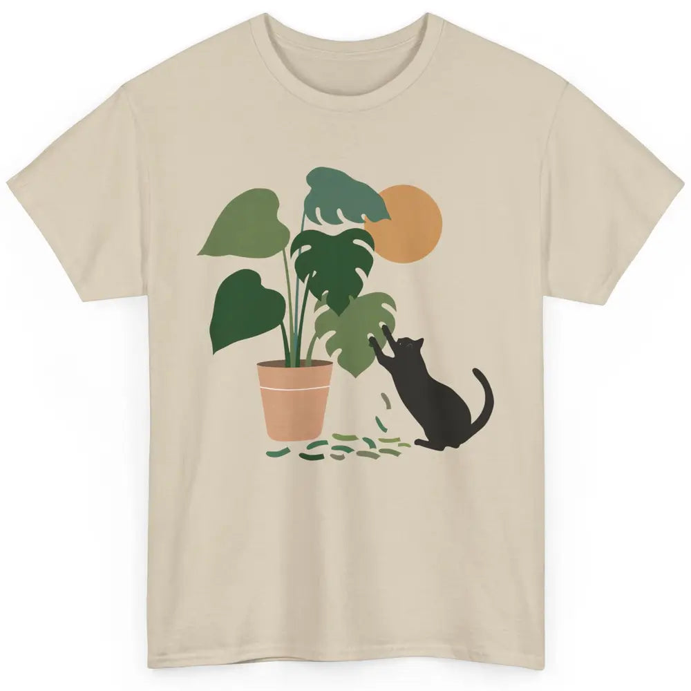 Black Cat And Plant The Making Of Monstera Garden Cat Lovers Classic Unisex T-Shirt