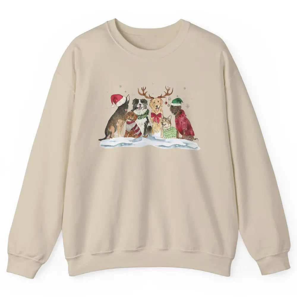 Funny Happy Howliday Corgi Golden Retriever Poodle Christmas Unisex Crewneck Sweatshirt