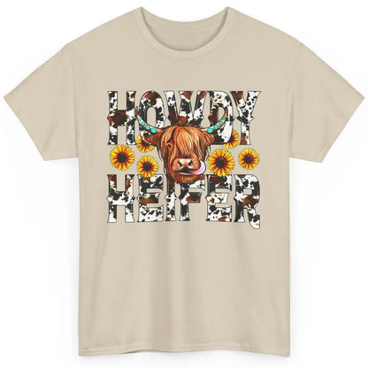 Sunflower Highland Cow Howdy Heifer Western Country Cowboy Classic Unisex T-Shirt