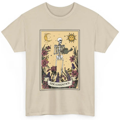 Retro Skeleton The Gardener Tarot Card Plant Lady Halloween Classic Unisex T-Shirt