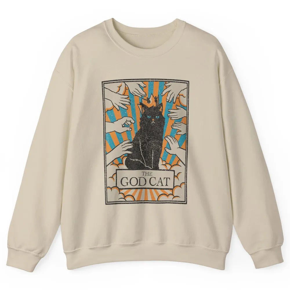 Astrology The God Cat Goth Tarot Card Reader Witchy Black Cat Gothic Sarcastic Unisex Crewneck Sweatshirt