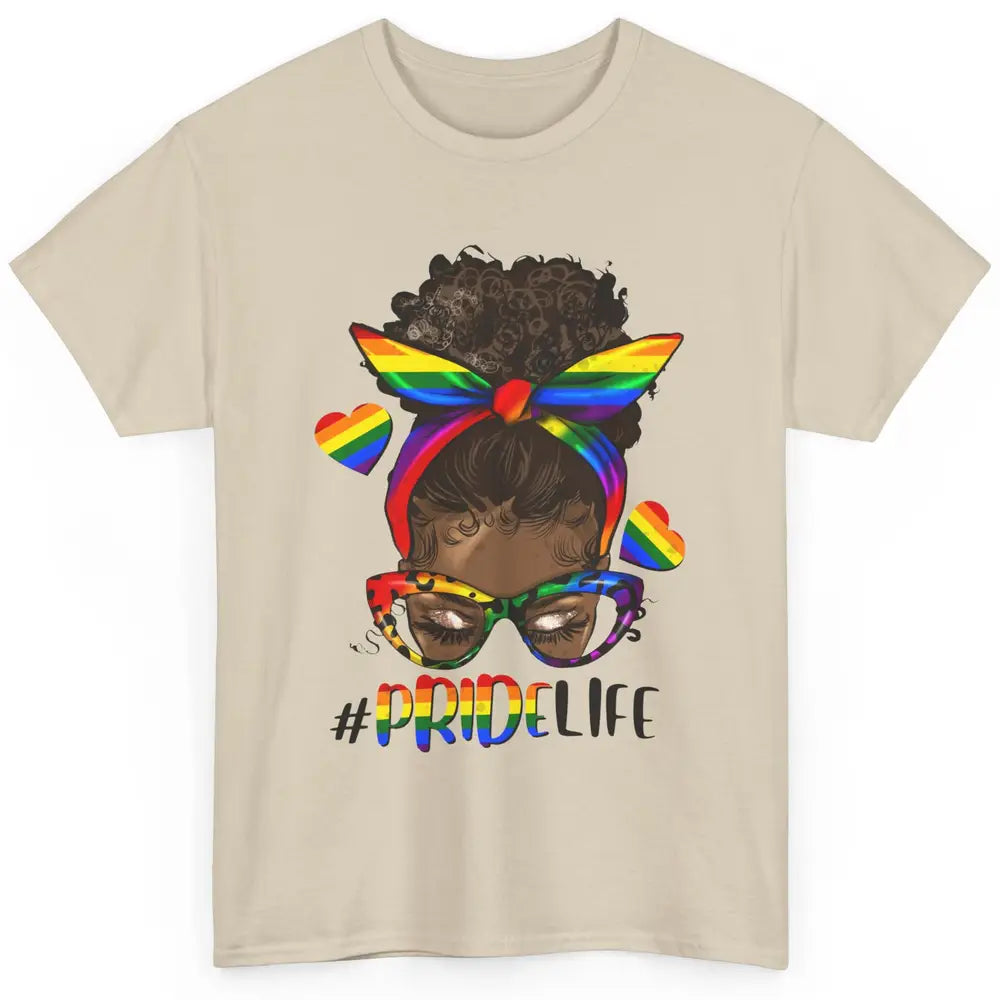 Black Melanin Messy Bun Rainbow Bandana Pride Life LGBTQ Classic Unisex T-Shirt