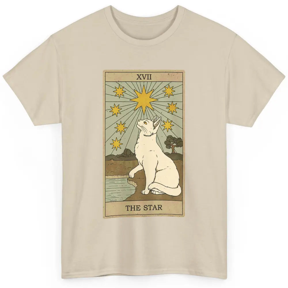 Tarot Card The Star White Cat Retro Mermaid Gothic Vintage Classic Unisex T-Shirt