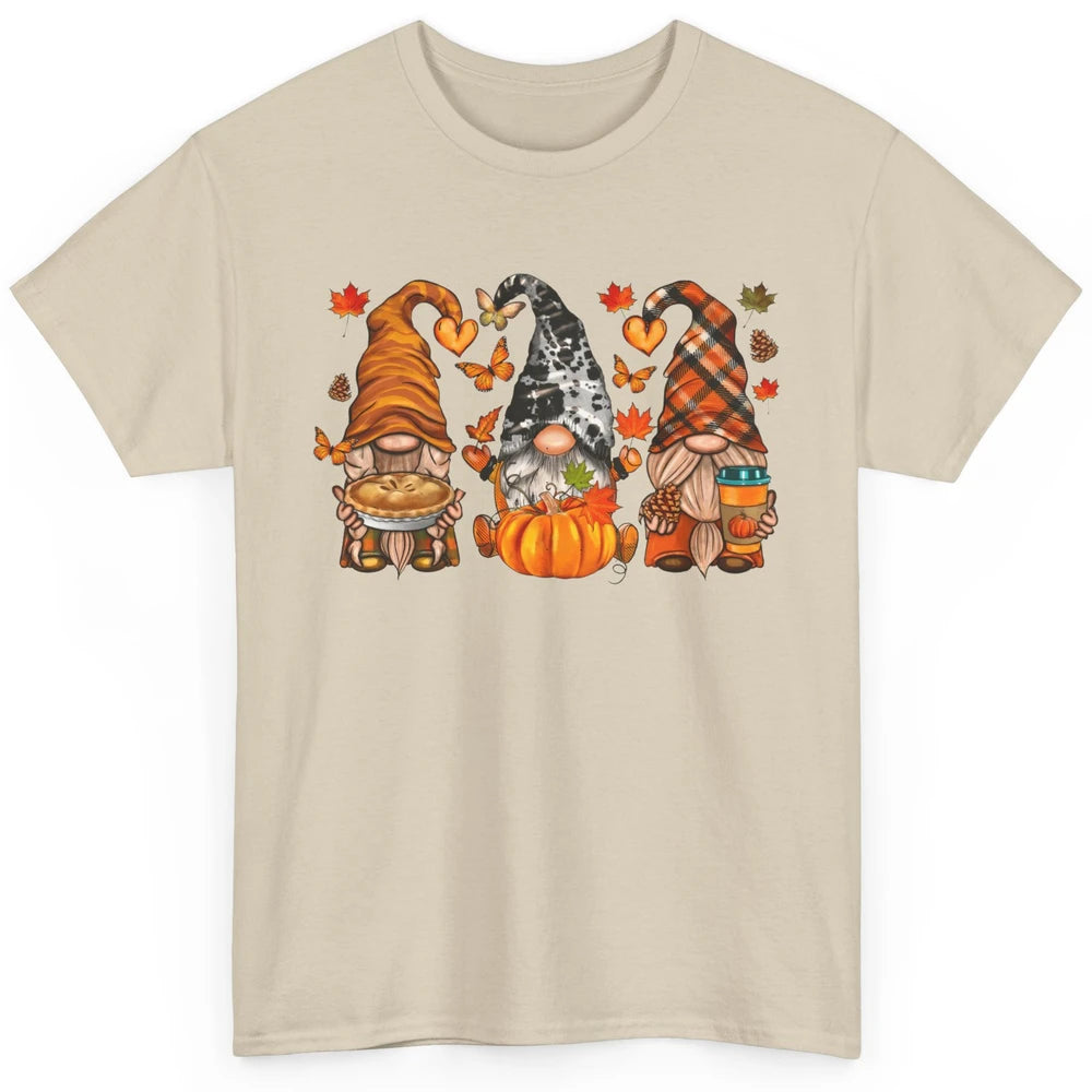 Retro Fall Gnomies Pumpkin Falling Leaves Thanksgiving Gnome Classic Unisex T-Shirt