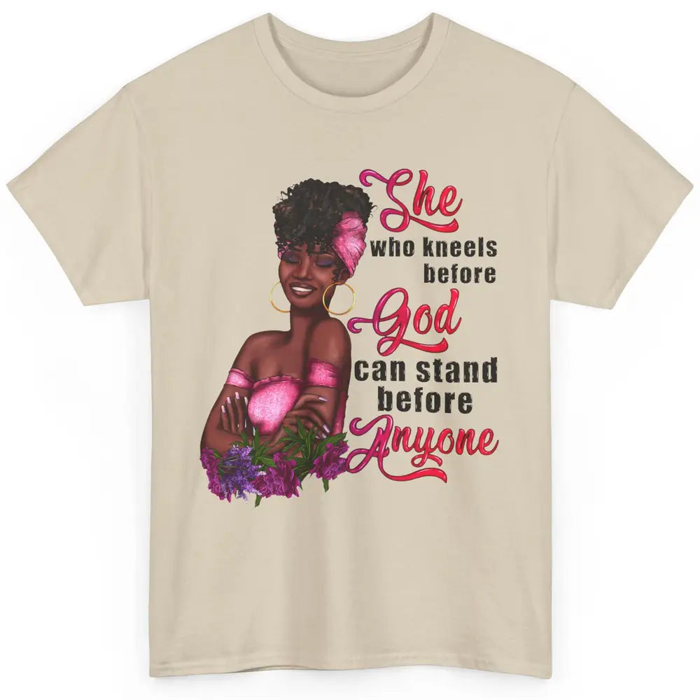 Black Girl She Who Kneels Before God Christian Afro Women Classic Unisex T-Shirt