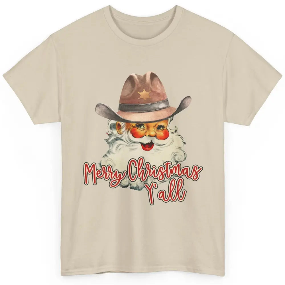 Santa Claus Merry Christmas Y'all Western Country Cowboy Classic Unisex T-Shirt